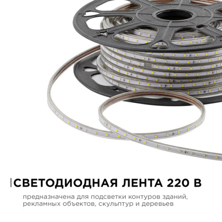 Светодиодная лента Apeyron Эконом 220В 2835 5Вт/м 6500К 50м IP65 O17-03