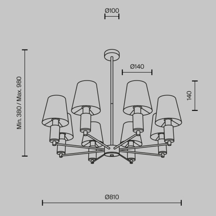 Люстра на штанге Maytoni Lira MOD483PL-08BS