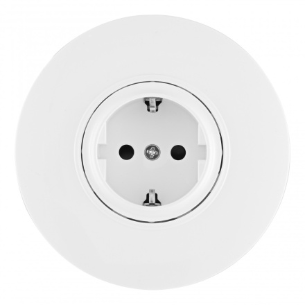 Розетка круглая с/з и шторками и рамкой Arte Milano SET08-1-40-1 white