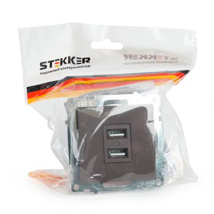 Розетка USB 2-местная Stekker Катрин GLS10-7115-04 49027