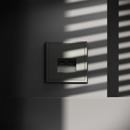 Розетка компьютерная двойная Voltum S70 VLS060206 (титан)