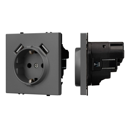 Механизм розетки с USB зарядкой Arlight SCT-NOBE-MUAA-SFPL-GR (230V, 16A) 054291