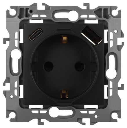 Розетка со шторками с USB type-A+C Эра 12-4108-05 Б0067707