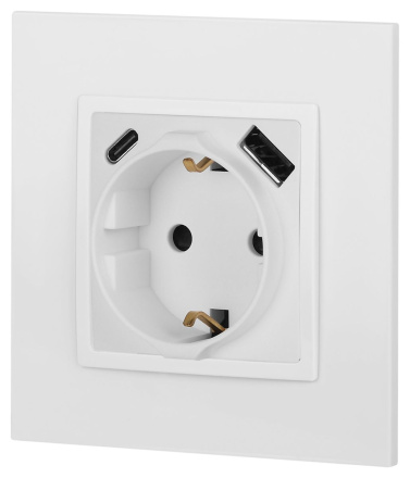 Розетка со шторками с USB type-A+C Эра Elegance 14-4108-01М Б0067710