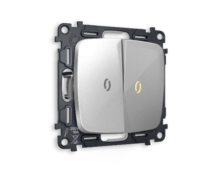 Комплект механизма 2-кл проходного выключателя с подсветкой Ambrella Volt Omega MO404030