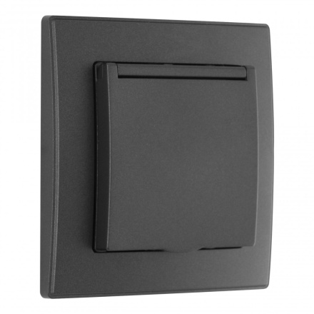 Комплект розетки с/з и шторками, защитной крышкой и рамкой Arte Milano SET06-1-41-1 black