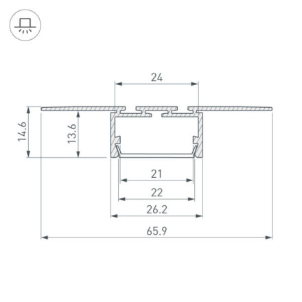 Алюминиевый профиль Arlight PLS-Lock-H15-T-Hide-2000 033688