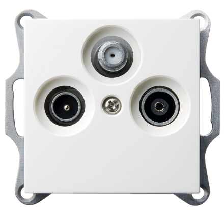 Розетка TV-FM-SAT Jasmart оконечная с накладкой белый глянцевый G6206W