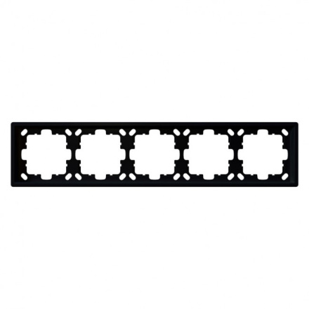 Рамка серия FD 5-постовая, цвет Черный матовый (soft touch) Jasmart FD1005PBM