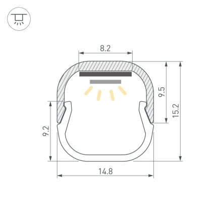Профиль Arlight LINE-D-1515-2000 SQUARE ANOD (Алюминий) 061083