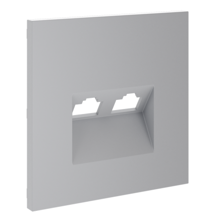 Накладка для розетки компьютерной двойной RJ45+RJ45 кат.6 Voltum S70 (серый) VLS001416