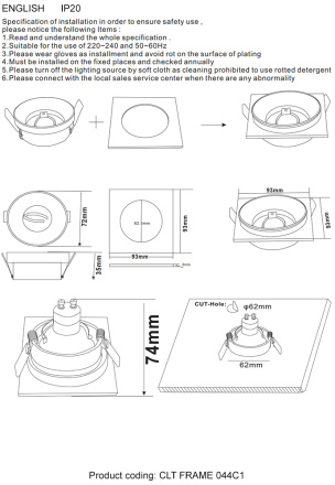 Декоративная рамка для светильника Crystal Lux CLT FRAME 044C1 GO