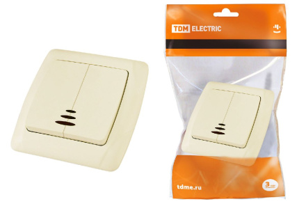 Выключатель двухклавишный с подсветкой Онега TDM Electric SQ1805-0034