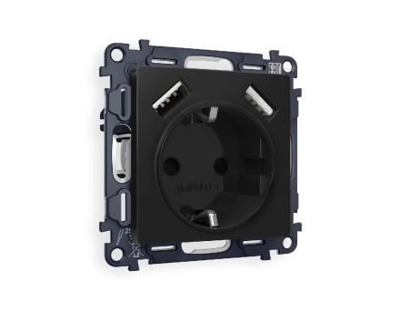 Комплект механизма розетки 2USB A+A 18W (быстрая зарядка) с/з Ambrella Volt Alfa MA809010