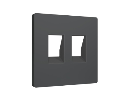 Лицевая панель Alfa (Графит мягкое касание) для компьютерной/телефонной двойной розетки RJ-45/RJ-11 Quant Ambrella Volt AP9121