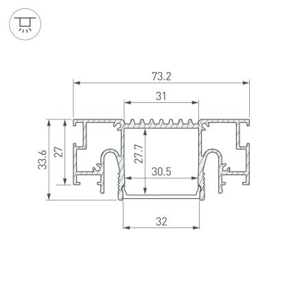 Профиль Arlight STRETCH-32-CEIL-CENTER-2000 WHITE 053526