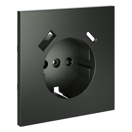 Накладка для розетки с заземлением и защитными шторками, с USB A+C Voltum S70 (титан) VLS001006