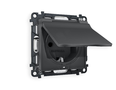 Комплект механизма розетки с/з со шторками и крышкой Ambrella Volt Alfa MA908010