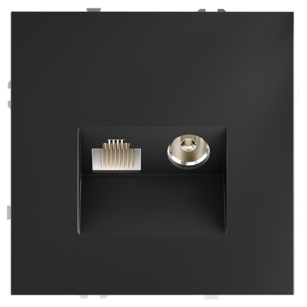 Розетка телевизионная встраиваемая Voltum S70 TV+RJ45 кат. 6, (графит) VLS060707