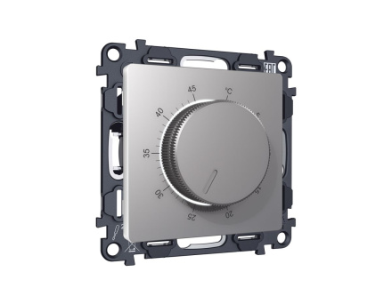 Комплект механизма терморегулятора с датчиком для теплого пола с подсветкой 16A-250V Alfa Сталь матовый Quant Ambrella Volt MA505710 (AP5057, VM1381)