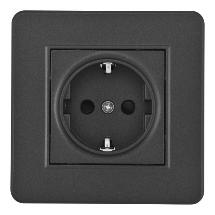 Комплект розетки с/з и шторками и рамкой Arte Milano SET16-1-40-1 black