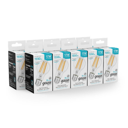 Светодиодная филаментная лампа Gauss Basic Filament E27 17W 4100K 10212272