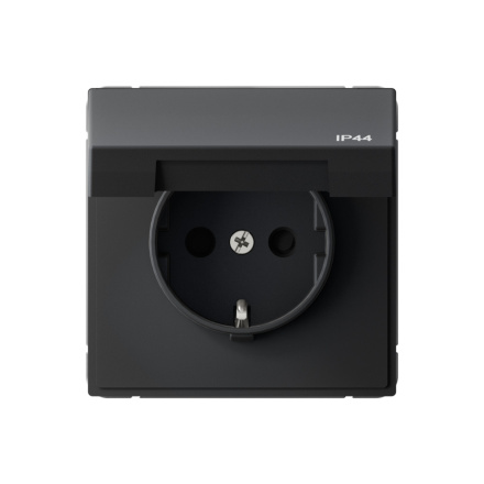 Розетка с заз.со шт.с крышк, 16А, IP44, механизм, быстрозажим. Клем. Systeme Electric ArtGallery Карбон GAL441046S