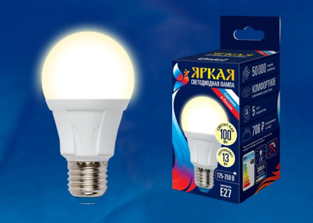 Лампа светодиодная (UL-00004578) Uniel E27 60W 6500K матовая LED-U270-60W/6500K/E27/FR PLU01WH