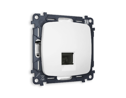 Комплект механизма телефонной розетки RJ-11(4P4C) со шторкой Ambrella Volt Omega MO132030