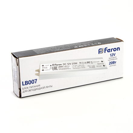 Трансформатор для светодиодной ленты Feron LB007 20Вт 12В IP67 48052