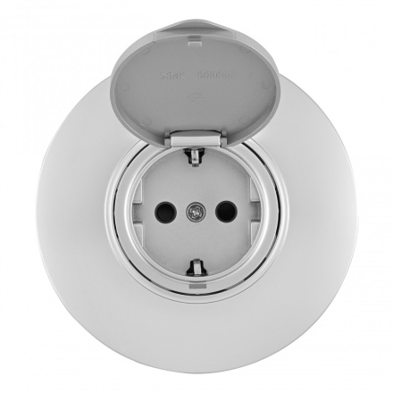 Розетка круглая с/з и шторками, защитной крышкой и рамкой Arte Milano SET08-1-41-1 silver