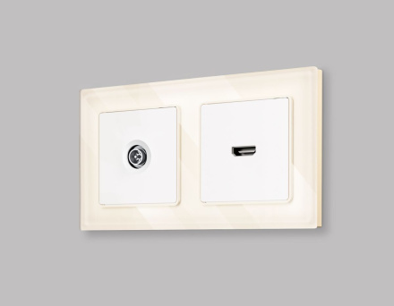 Комплект механизма TV розетки оконечной экранированной 5-1000MHz 3dB Alfa Белый матовый Quant Ambrella Volt MA133005 (AP1330, VM199)