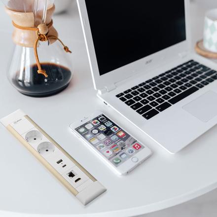 Блок розеток 41T (2 секции, USB + type C + RJ45 + HDMI) Mebax 00-00002594