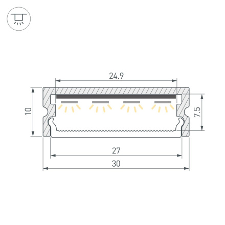 Профиль Arlight LINE-3010-2000 ANOD (Алюминий) 061543