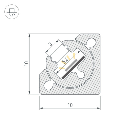 Профиль с экраном Arlight SL-KANT-H10-ROTATE-2000 IRON GREY (Алюминий+пластик) 055331