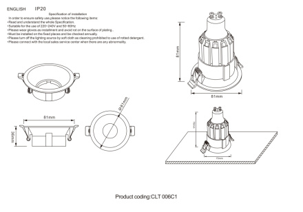 Встраиваемый светильник Crystal Lux CLT 006 CLT 006C1 WH