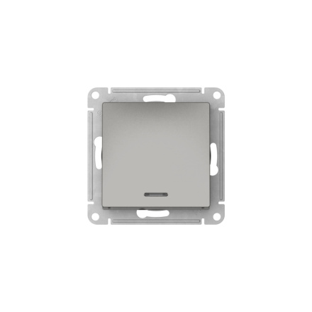 Выключатель 1-клавишный с подсвет.,сх.1а, 10АХ, быстрозажим. клем. Systeme Electric AtlasDesign Сталь ATN000913S