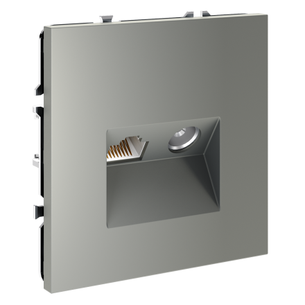 Розетка телевизионная встраиваемая Voltum S70 TV+RJ45 кат. 6, (сталь) VLS060705