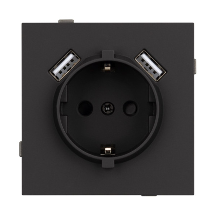 Механизм розетки с USB зарядкой Arlight SCT-TENDO-MUAA-SFPL-BK (230V, 16A) 054603