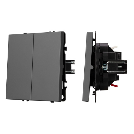 Механизм выключателя двухклавишный непроходной Arlight SWT-NOBE-MK02-SFPL-GR (230V, 10A) 054254