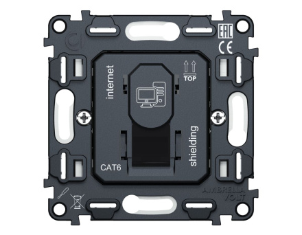 Механизм компьютерной розетки RJ-45 (8P8C) CAT6A экранированной с автоматической защитной шторкой QUANT Ambrella Volt VM185