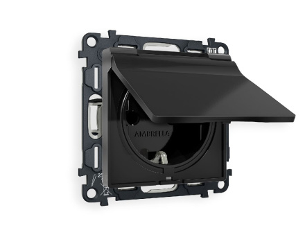 Комплект механизма розетки с/з со шторками и крышкой Ambrella Volt Alfa MA808010