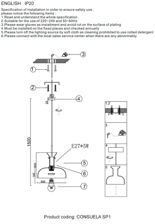 Подвесной светильник Crystal Lux CONSUELA SP1 BRASS