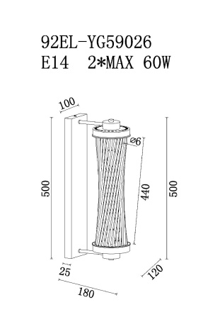 Настенный светильник Garda Decor 92EL-YG59026