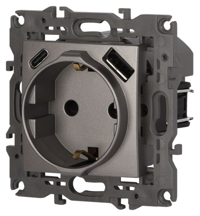 Розетка со шторками с USB type-A+C Эра Elegance 14-4108-16 Б0067695