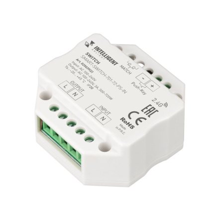 Релейный модуль Arlight SMART-SWITCH-701-72-PS-IN (230V, 1x3A, 2.4G) 025039(2)