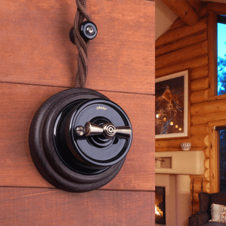 Переключатель Werkel одноклавишный Retro черный W5612008 4690389166716