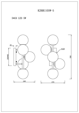 Бра Garda Decor K2KM1105W-5
