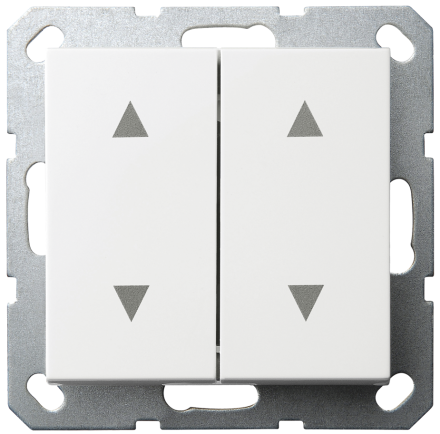 Выключатель двухклавишный Jasmart для жалюзи/штор в комплекте с накладкой белый глянцевый 10A 250V G3028W