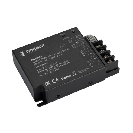 Диммер Arlight SMART-PWM-101-73-DIM-PD-SUF Black (12-48V, 1x20A, 2.4G) (IARL, IP20 Металл) 028175(1)